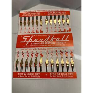 Vintage Speedball Triple Reservoir Calligraphy Pen Nibs Lot 24 Pieces New